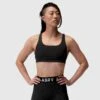 W039. Lycra® Hybrid Sports Bra - Black -Fashion Shop Black Sports Bra