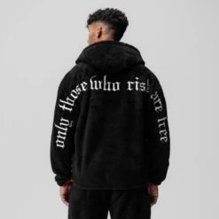 0553. Sherpa Recovery Hoodie - Black/White -Fashion Shop Black White SherpaZipHoodie1copy