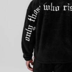 0887. Sherpa Recovery Full Zip Hoodie - Black/White -Fashion Shop Black White SherpaZipHoodie2