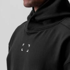 0648. Tech-Terry™ Hoodie - Black "Space Bracket" -Fashion Shop Black Bracket TerryHoodie3