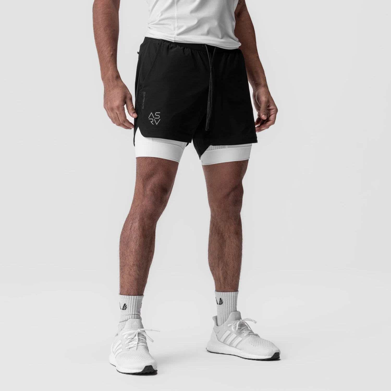 0865. Tetra-Lite® 5" Liner Short - Black "Cyber"/White 4 0865. Tetra-Lite® 5" Liner Short - Black "Cyber"/White - Image 2