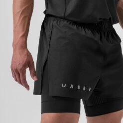 0752. Ripstop 3" High Split Liner Short - Black/Black -Fashion Shop Black DSG0752 Short 2