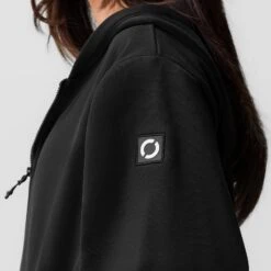 ASRV X Equinox Sorona® French-Terry Oversized Zip Hoodie - Black -Fashion Shop Black Terry ZipHoodie3