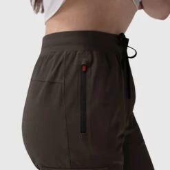 W032. Tetra-Lite® Cargo High Rib Jogger - Dark Earth -Fashion Shop Brown Pocket