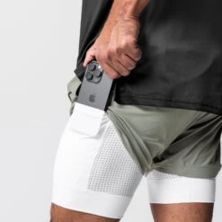 0622. Tetra-Lite® 5" Liner Short - Sage/White -Fashion Shop CC3E Comm 369