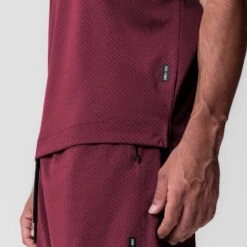 0983. Reversible 2-in-1 Cutoff Hoodie - Crimson -Fashion Shop CRIMSON CutoffHoodie4