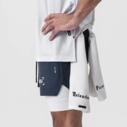 0865. Tetra-Lite® 5" Liner Short - Navy "Bracket"/White -Fashion Shop DSG0865 Brackets Navy 1