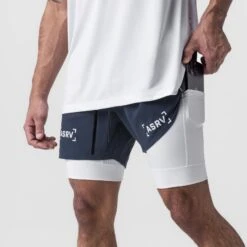 0865. Tetra-Lite® 5" Liner Short - Navy "Bracket"/White -Fashion Shop DSG0865 Brackets Navy 2