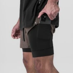 0865. Tetra-Lite® 5" Liner Short - Deep Taupe "Wings"/Black -Fashion Shop DSG0865 Wings DeepTaupe 1