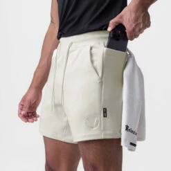0867. Tech-Terry™ Sidelock Sweat Short - Stone -Fashion Shop DSG0867 White SweatShorts 1
