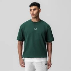 1026. Herringbone Terry Oversized Cinch Tee - Forest Green -Fashion Shop FOREST 1026 CinchTee 3