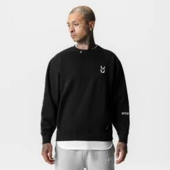 0861. Tech Essential™ Distressed Crewneck - Black -Fashion Shop FadedBlack TechEssentials Crewneck