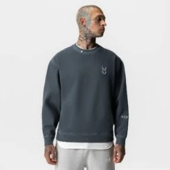 0861. Tech Essential™ Distressed Crewneck - Faded Navy -Fashion Shop FadedNavy TechEssentials Crewneck