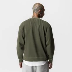 0861. Tech Essential™ Distressed Crewneck - Faded Olive -Fashion Shop FadedOlive TechEssentials Crewneck1