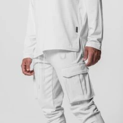 0654. Tech-Terry™ Cargo High Rib Jogger - White -Fashion Shop Fall 22 E Comm 415 2 white