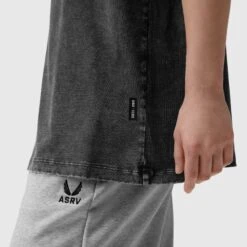 1102. Distressed Relaxed Tee - Black -Fashion Shop Grey Side Detail