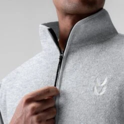 1057. Towel Terry Quarter Zip Oversized Tee - Heather Grey -Fashion Shop HEATHERGREY 1057 TowelTerry QuarterZipTee 10