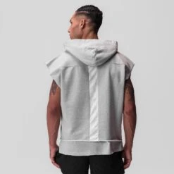 0844. Tech Essential™ Raw Hem Cutoff Hoodie - Heather Grey -Fashion Shop HeatherGrey CutoffHoodie 1