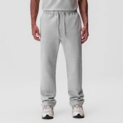 0840. Tech Essential™ Straight Leg Sweats - Heather Grey -Fashion Shop HeatherGrey StraightSweatpants