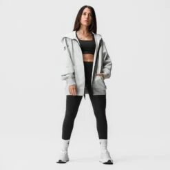 ASRV X Equinox Sorona® French-Terry Oversized Zip Hoodie - Heather Grey