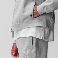 0843. Tech Essential™ Distressed Full Zip Hoodie - Heather Grey 9 0843. Tech Essential™ Distressed Full Zip Hoodie - Heather Grey -Fashion Shop HeatherGrey ZipHoodie 2