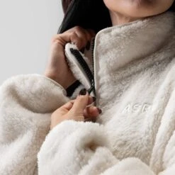 1007. Women's Sherpa Recovery 1/2 Zip - Ivory Cream/Black -Fashion Shop IVORYCREAM HalfZip Wmns SherpaHoodie2