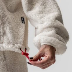 1007. Women's Sherpa Recovery 1/2 Zip - Ivory Cream/Black -Fashion Shop IVORYCREAM HalfZip Wmns SherpaHoodie3