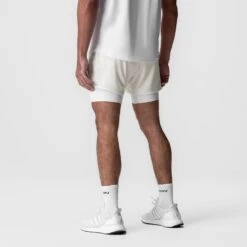 0828. AeroSilver® 5" Liner Short - Ivory Cream "Wings"/White -Fashion Shop IVORYCREAM LinerShorts1