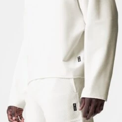 0958. Micro-Terry Raw Hem Hoodie - Cream -Fashion Shop IVORYCREAM MicroTerryHoodie2