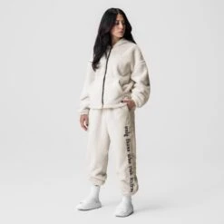 1008. Womens Sherpa Recovery Sweats - Ivory Cream/Black -Fashion Shop IVORYCREAM SherpaSweats Wmns
