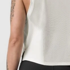 ASRV X Tonal Women's AeroSilver® Cropped Training Tank - Ivory Cream -Fashion Shop Ivory CropTank4 1