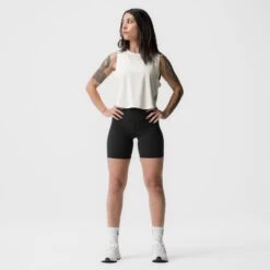 ASRV X Equinox AeroSilver® Cropped Training Tank - Ivory Cream
