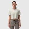 W018. AeroSilver® Cropped Tee - Ivory Cream -Fashion Shop Ivry Crop Tee