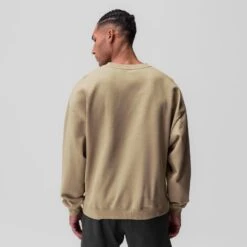 0861. Tech Essential™ Distressed Crewneck - Khaki -Fashion Shop Khaki FleeceCrewneck 1 c934da6f 402e 4ad4 a7f9 b9f3ba63a9b9