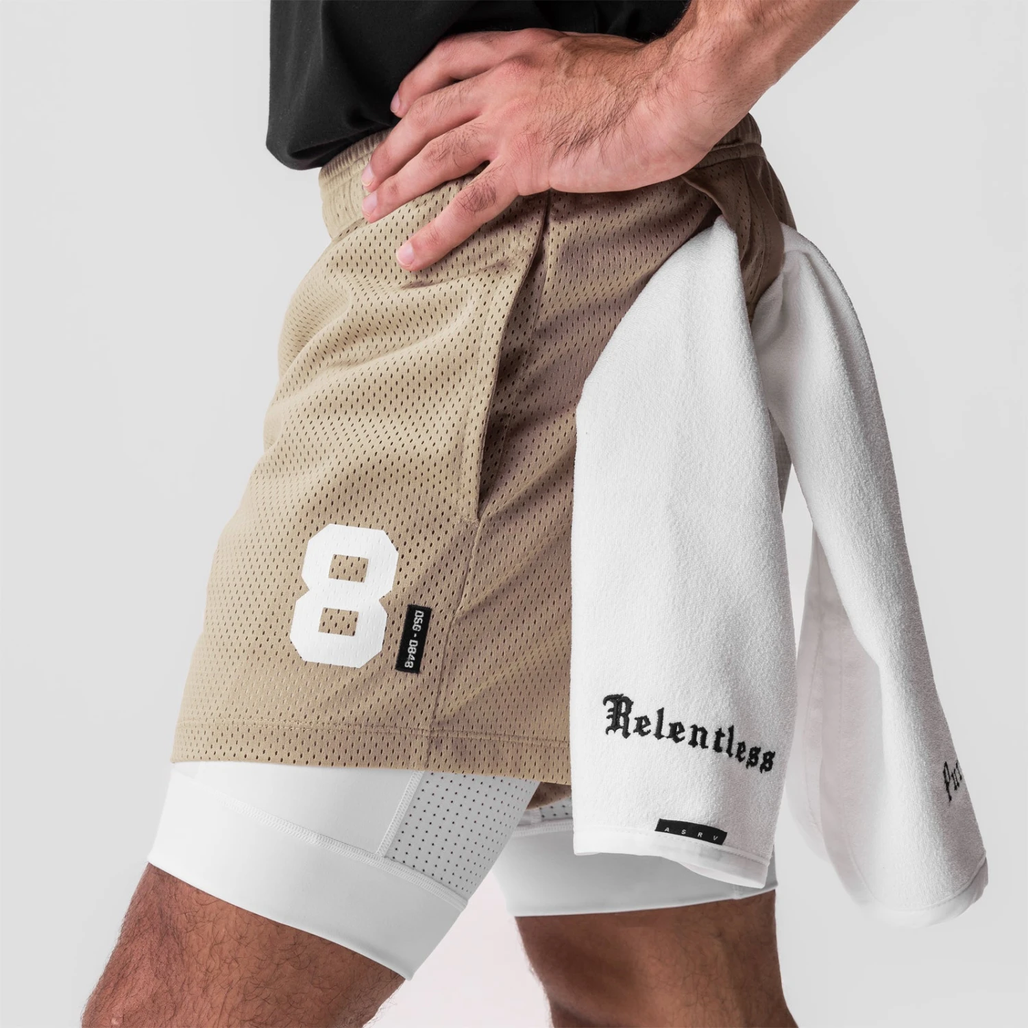 0848. SilverPlus™ Mesh 5" Liner Short - Khaki/White 7 0848. SilverPlus™ Mesh 5" Liner Short - Khaki/White - Image 5