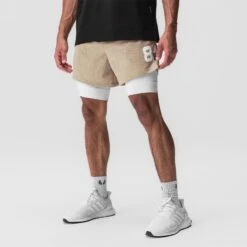 0848. SilverPlus™ Mesh 5" Liner Short - Khaki/White 9 0848. SilverPlus™ Mesh 5" Liner Short - Khaki/White -Fashion Shop Khaki MeshShorts