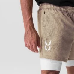 0848. SilverPlus™ Mesh 5" Liner Short - Khaki/White 11 0848. SilverPlus™ Mesh 5" Liner Short - Khaki/White -Fashion Shop Khaki MeshShorts 4
