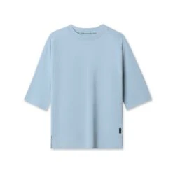 1086. Supima® 3/4-Sleeve Oversized Tee - Light Sky