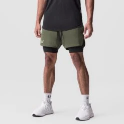 0828. AeroSilver® 5" Liner Short - Olive "White Wings"/Black -Fashion Shop OLIVE LinerShorts