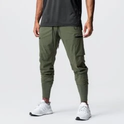 0698. Tetra-Lite® Inlay Pocket High Rib Jogger - Olive -Fashion Shop Olive High Rib Inlay