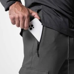 0654. Tech-Terry™ Cargo High Rib Jogger - Raven -Fashion Shop Red Earth Terry Cargo High Rib Pocketraven