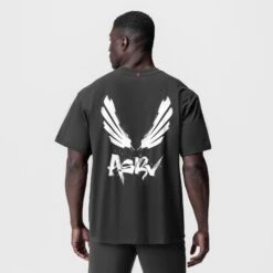 0797. Tech Essential™ Relaxed Tee - Space Grey "Brush Wings/ASRV" -Fashion Shop SPACEGREY White BrushWings Tee2