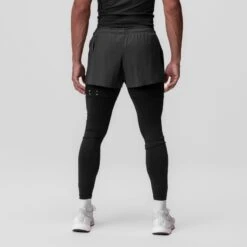 0911. Tetra-Lite® 2-in-1 High Split Legging Short - Space Grey "Cyber"/Black -Fashion Shop SpaceGrey HiSplitLeggingShort1