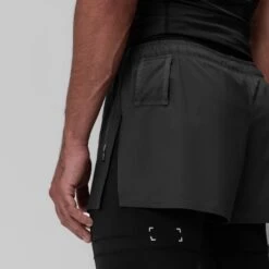 0911. Tetra-Lite® 2-in-1 High Split Legging Short - Space Grey "Cyber"/Black -Fashion Shop SpaceGrey HiSplitLeggingShort3