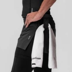 0911. Tetra-Lite® 2-in-1 High Split Legging Short - Space Grey "Cyber"/Black -Fashion Shop SpaceGrey HiSplitLeggingShort5