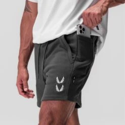 0867. Tech-Terry™ Sidelock Sweat Short - Space Grey "Stacked Wings" -Fashion Shop SpaceGrey TerryShorts 2