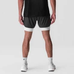 0865. Tetra-Lite® 5" Liner Short - Space Grey / White / White "Wings" -Fashion Shop SpaceGrey TetraLiteShorts 5 1