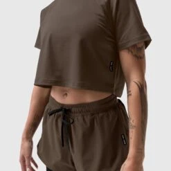 W018. AeroSilver® Cropped Tee - Dark Earth 9 W018. AeroSilver® Cropped Tee - Dark Earth -Fashion Shop W018 dark earth 6