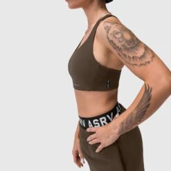 W039. Lycra® Hybrid Sports Bra - Dark Earth -Fashion Shop W039 dark earth 5