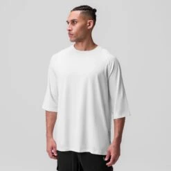 1086. Supima® 3/4-Sleeve Oversized Tee - White -Fashion Shop WHITE 3 4Sleeve Tee